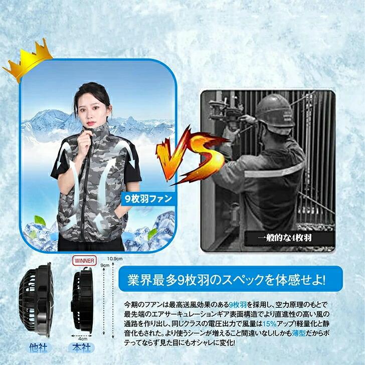 空調作業服 ファン付きベスト 20000mAH大容量バッテリー付 ベスト空調