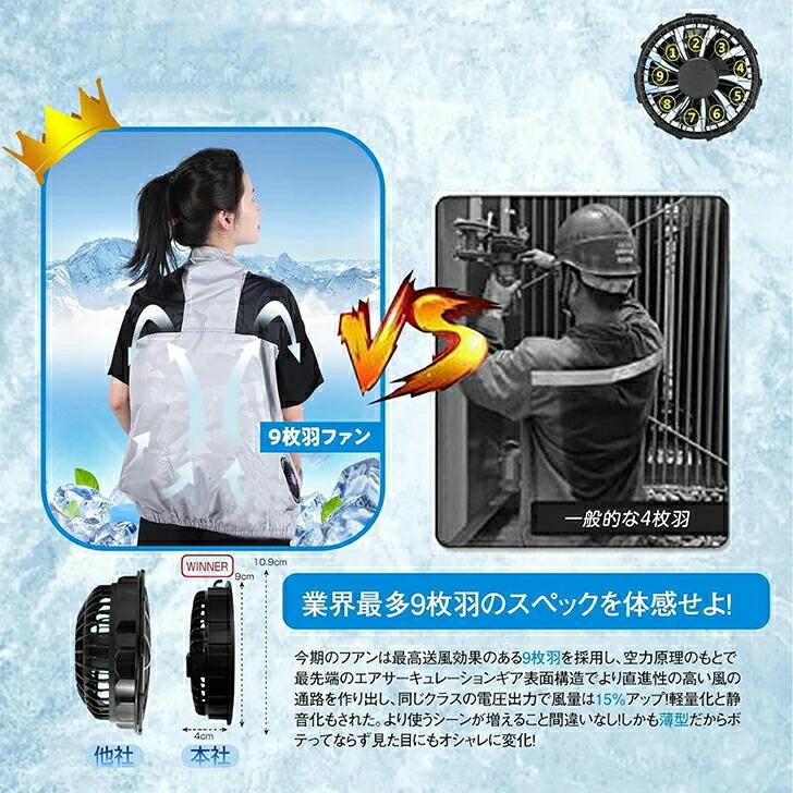 ファン付きベスト空調作業服 30000mAH大容量バッテリー付 ベスト空調服