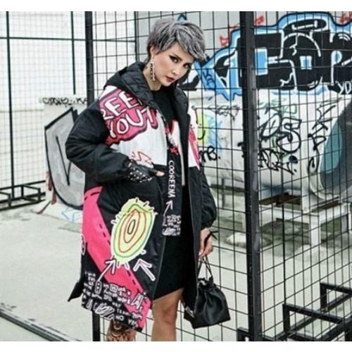 アウター ジャケット ブルゾン ダウンジャケット ダンスファッション ストリート系ファッション インパクトあり ダンサー必見 プリントデザイン フード La O 0002 Fallin Angels 通販 Yahoo ショッピング