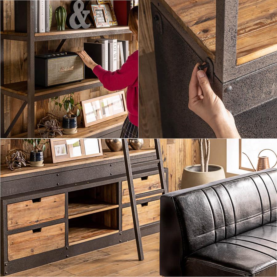 オープンラック 木製 無垢 おしゃれ ヴィンテージ シェルフ アイアン