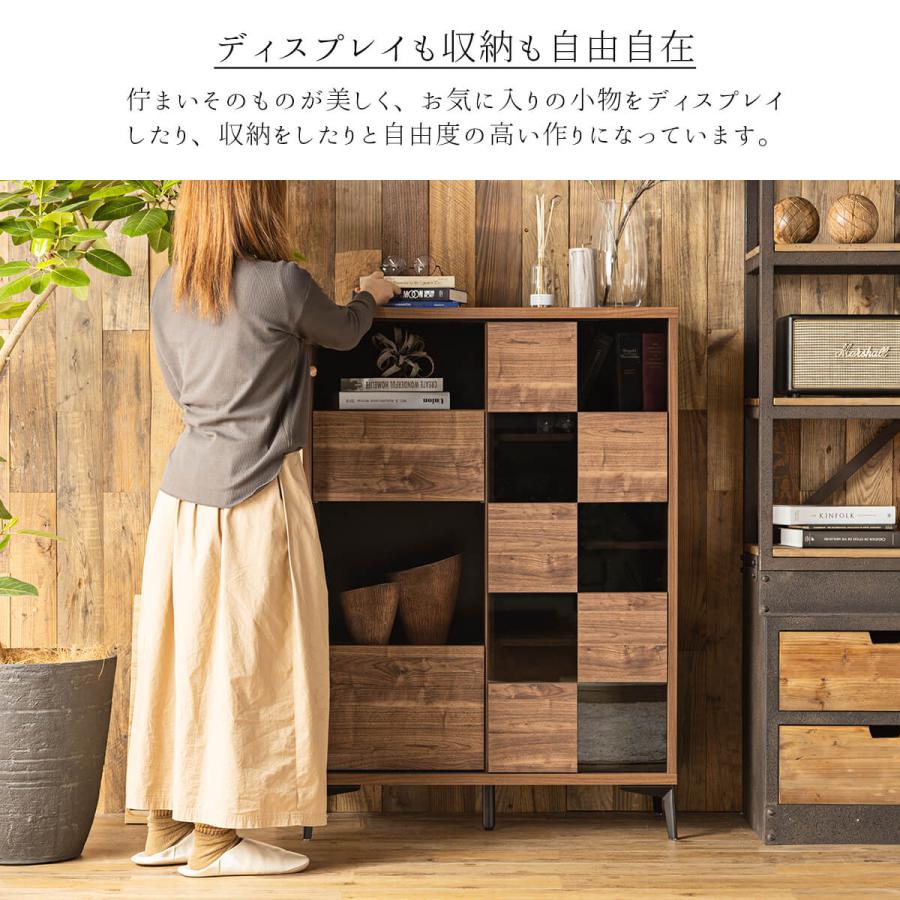 和風木製収納キャビネット 中型 キャビネット キャビネット収納 和風 モダン ウォールナット 北欧 木製