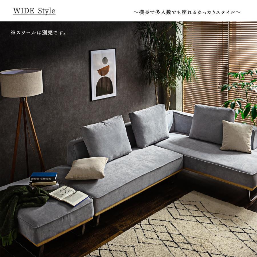 ソファー ソファ カウチソファー カウチソファ カウチ L字 コーデュロイ ファブリック 三人掛け 布 ブルー グリーン ダークグレー ローバック カーキ 高級の画像