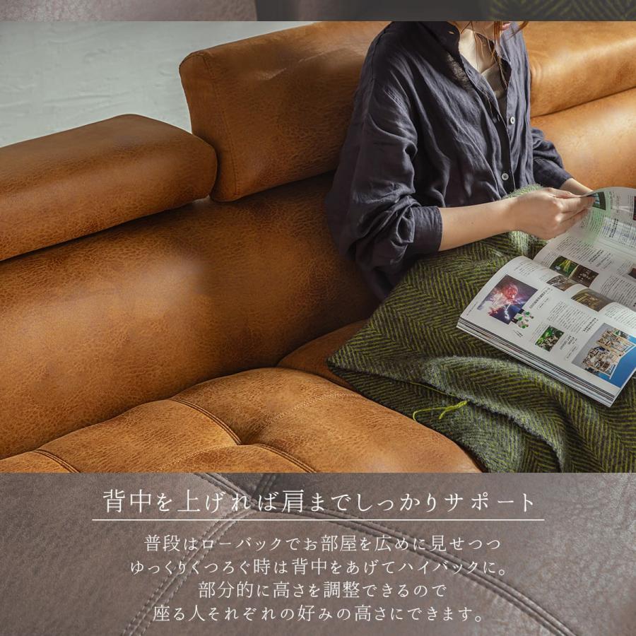 ブラウンファブリックL字型ソファ ソファー カウチソファー コーナーソファー おしゃれ l字 撥水
