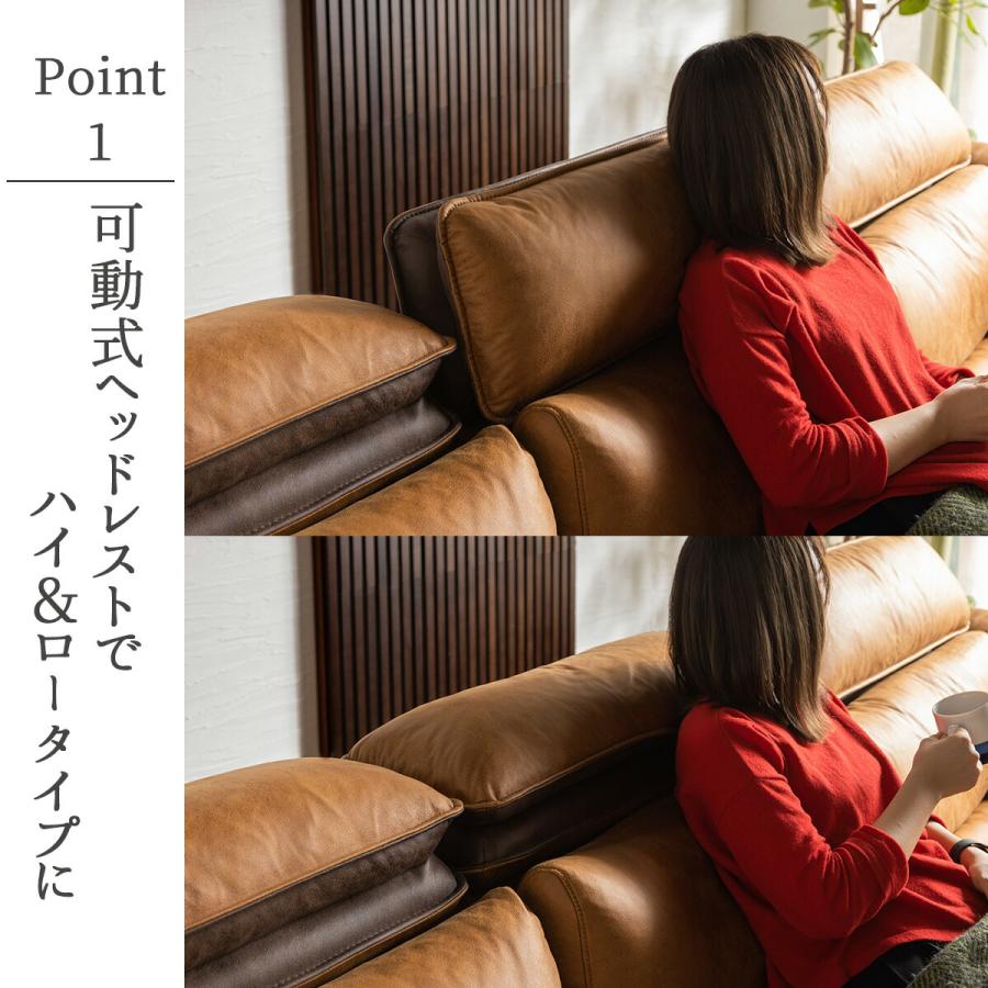 ファブリックレザー ヘッドリクライニング 1P ヴィンテージ風 ファブリックレザー ヘッドリクライニング 1P ヴィンテージ風