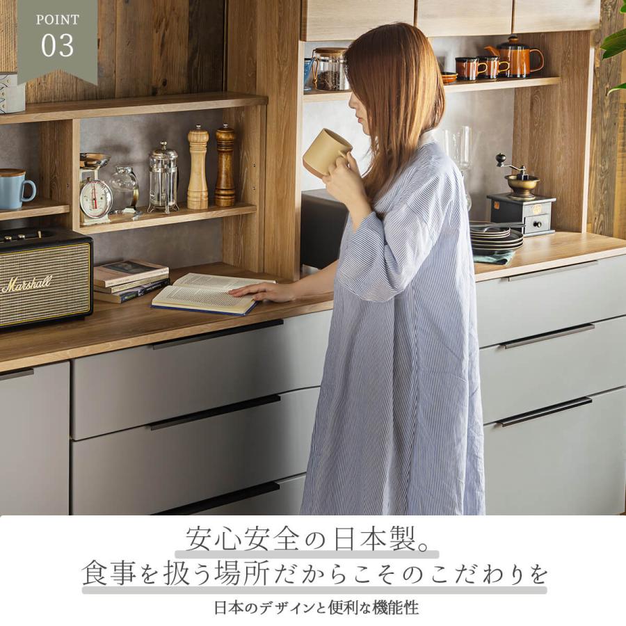 食器棚 キッチンボード ハイグロスシート レンジボード オープンボード