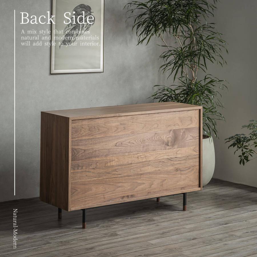 サイドボード 幅120cm ツートーン 天然木 突板 ウォールナット オーク モルタル メラミン フルスライド |  | 17