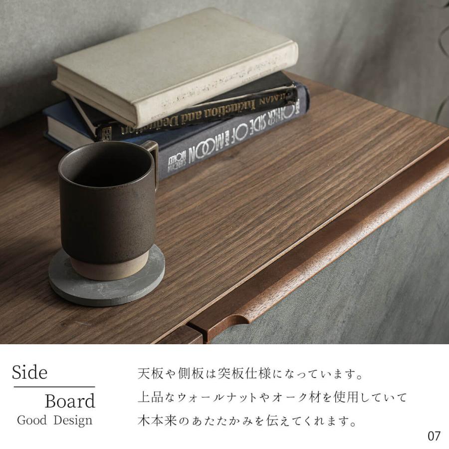 サイドボード 幅120cm ツートーン 天然木 突板 ウォールナット オーク モルタル メラミン フルスライド |  | 06