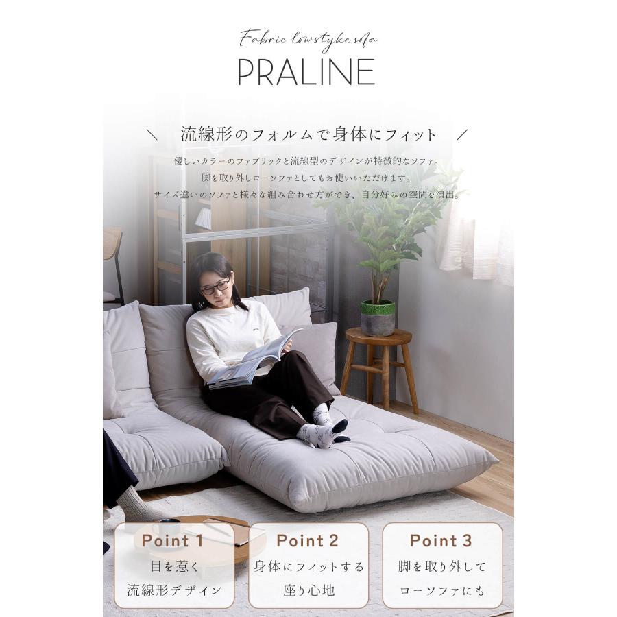 開梱設置付ソファ シェーズロング ソファ ローソファ プラリネ nora 関