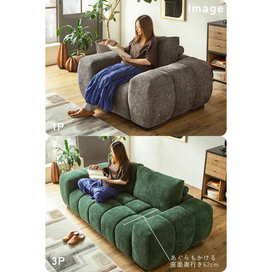 ソファ 3P 肘に座れる 耐荷重150kg グレー ポケットコイル 高密度