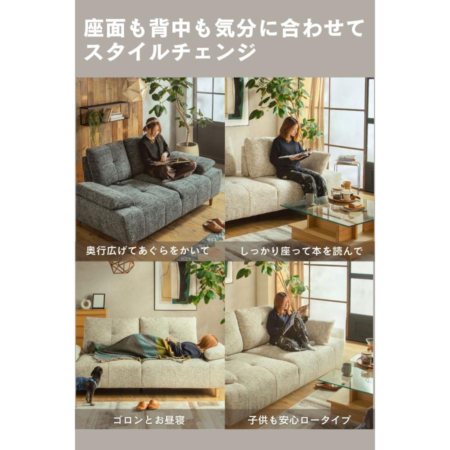 ソファー ファブリック あぐら リクライニング 背面 前後可動 背もたれ可動 3人掛け 2人掛け 布 広い座面  ルンバブル FALT バルデ Valde f02060 |  | 12