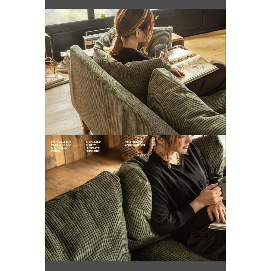 コーデュロイソファ 3P 2P HEADシリーズ フェザー マホガニー クッション付 木肘 洗える ルンバブル あぐら FALT Sophie ソフィ F02100 |  | 16