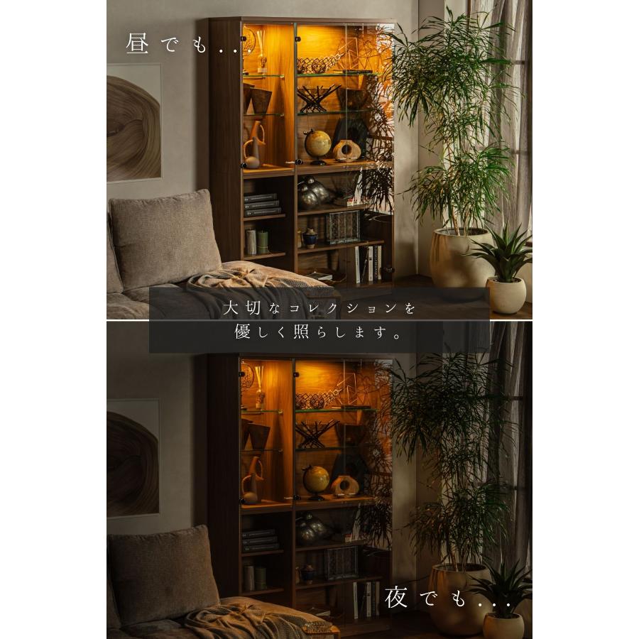 ガラスコレクションケース 日本製 強化ガラス 幅78/幅116 高さ180 LEDライト付き コレクションボード ハイタイプ LED付き |  | 08