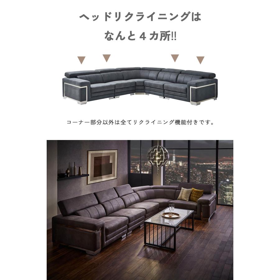 コーナーソファ ワイド ヘッドリクライニング ファブリックレザー ヘッドレスト 可動式 大型 モダン |  | 03