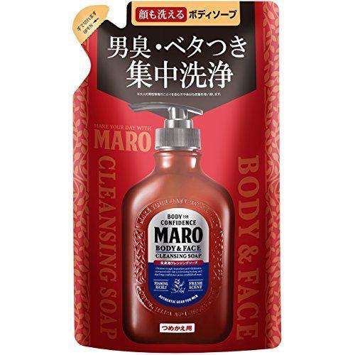 美品 全身用 ボディソープ 顔も洗える 詰め替え ハーブシトラスの香り Maro マーロ 380ml メンズ