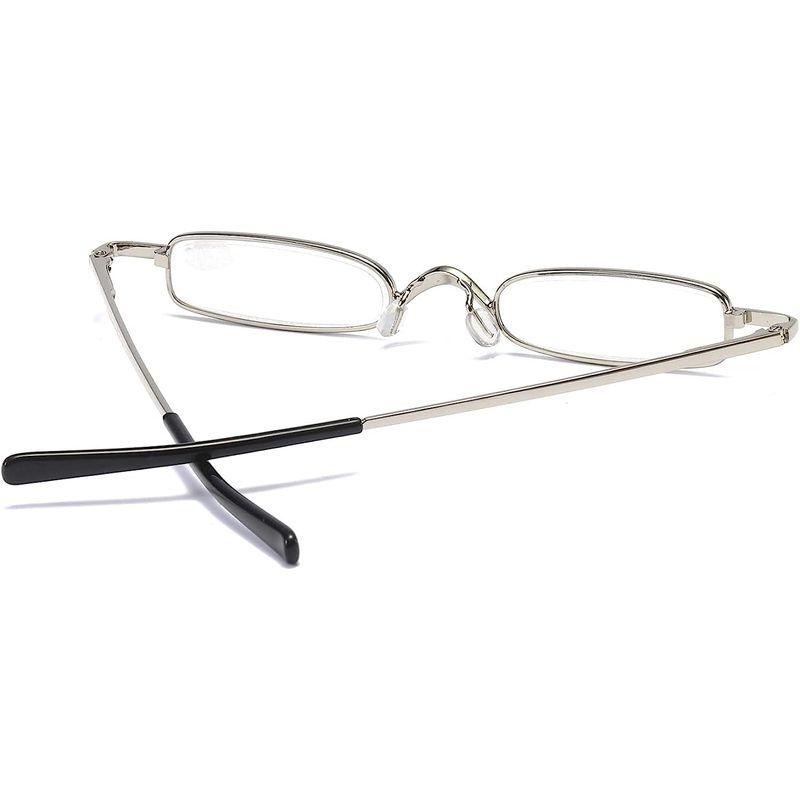 上品 REAVEE 老眼鏡 ミニサイズフレーム 2.5」 ケース付き 軽量 おしゃれ 「 メタル ポケットに収納 コンパクト 男女兼用 度数 (シ  メガネ拭き