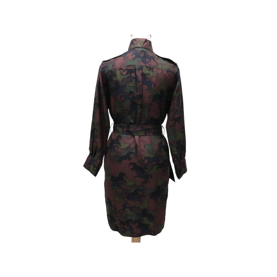 超美品 Hermes エルメス 馬総柄 シャツ風 膝丈 長袖ワンピース シルク100 ブラウン マルチカラー 34 ホース D ファミール 通販 Yahoo ショッピング