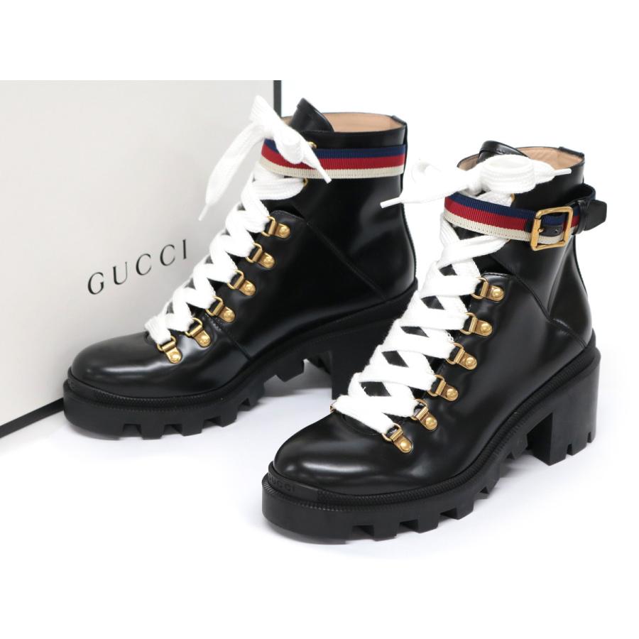 超美品【GUCCI グッチ】 シルヴィウェブ アンクルブーツ レースアップ