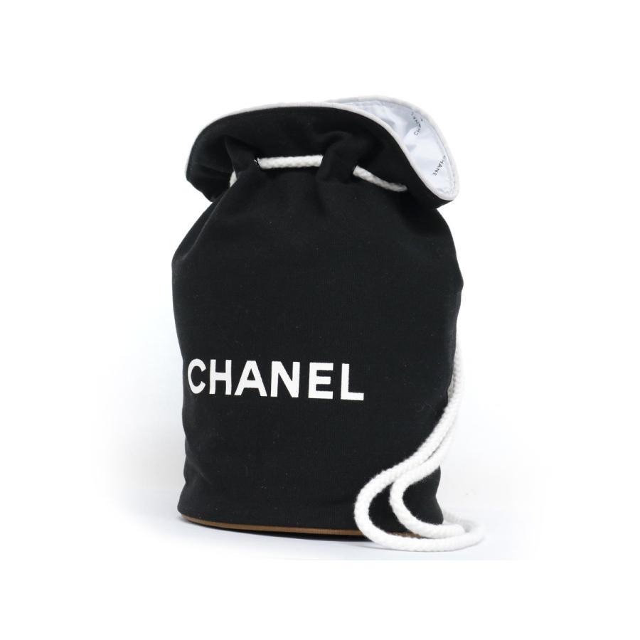 超美品 Chanel シャネル ロゴ 巾着型 ワンショルダーバッグ キャンバス ブラック ホワイト D ファミール 通販 Yahoo ショッピング