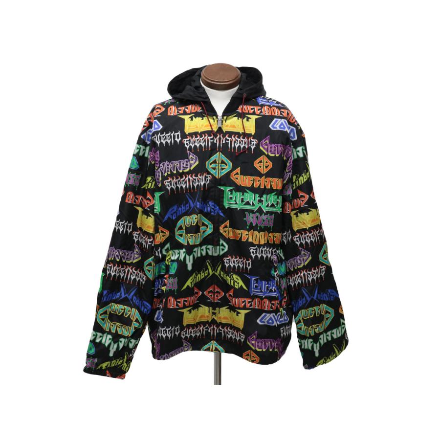 超美品【GUCCI グッチ】 メタルロゴ 総柄 ナイロンジャケット ブルゾン フード付き ブラック×マルチカラー 48 :d01337:ファミール -  通販 - Yahoo!ショッピング
