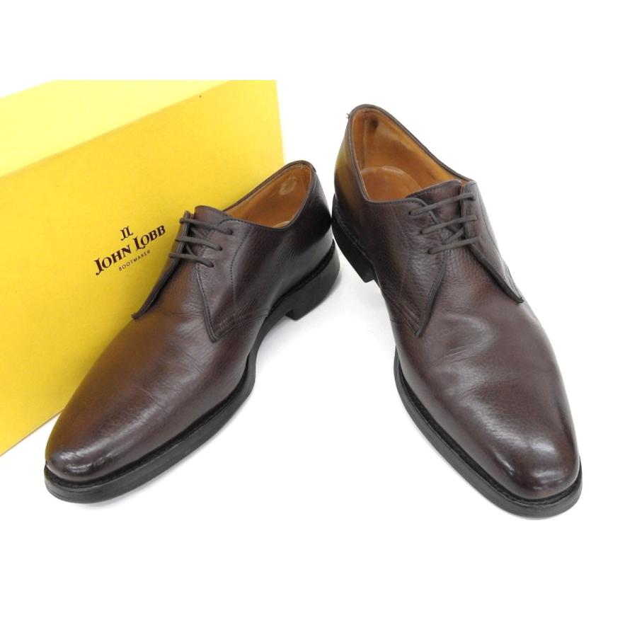 美品 JOHN LOBB ジョンロブ メンズ レザー ビジネスシューズ 革靴 茶