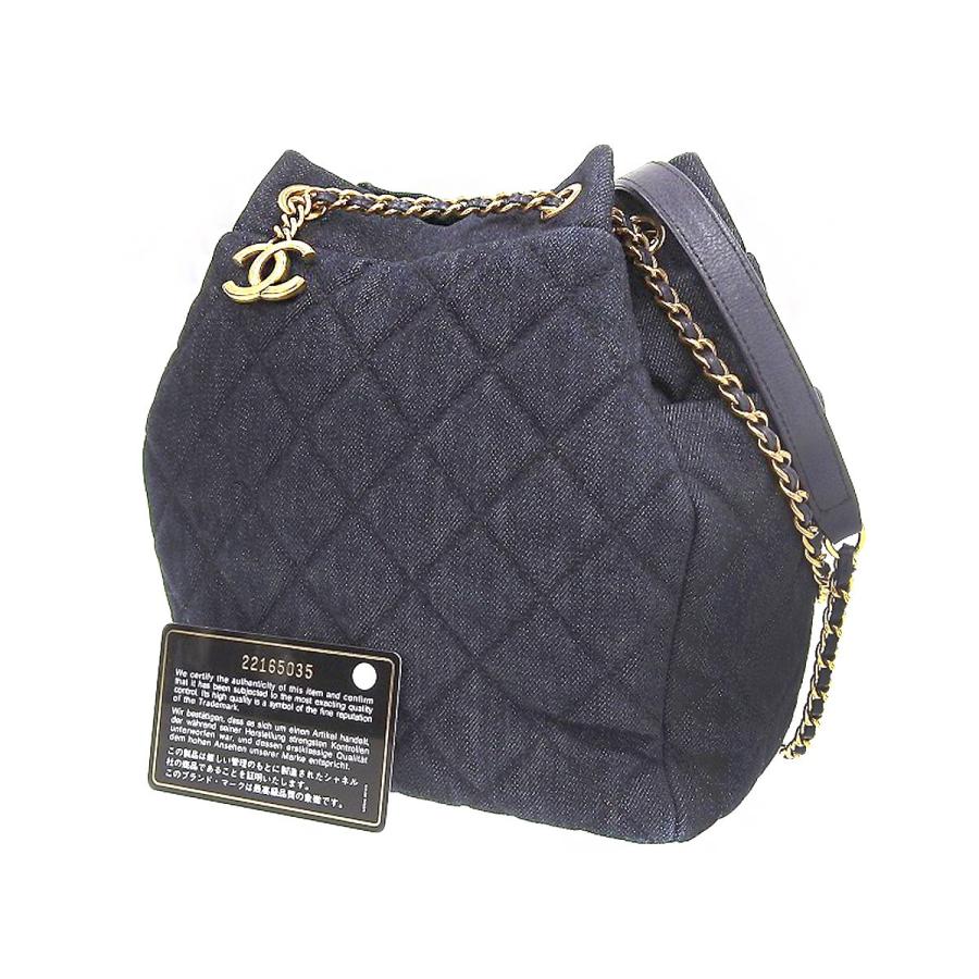 美品 Chanel シャネル 22番台 マトラッセ ココマーク 巾着型 チェーンショルダーバッグ デニム ブルー系 0417 Www Antoniodomingo Es