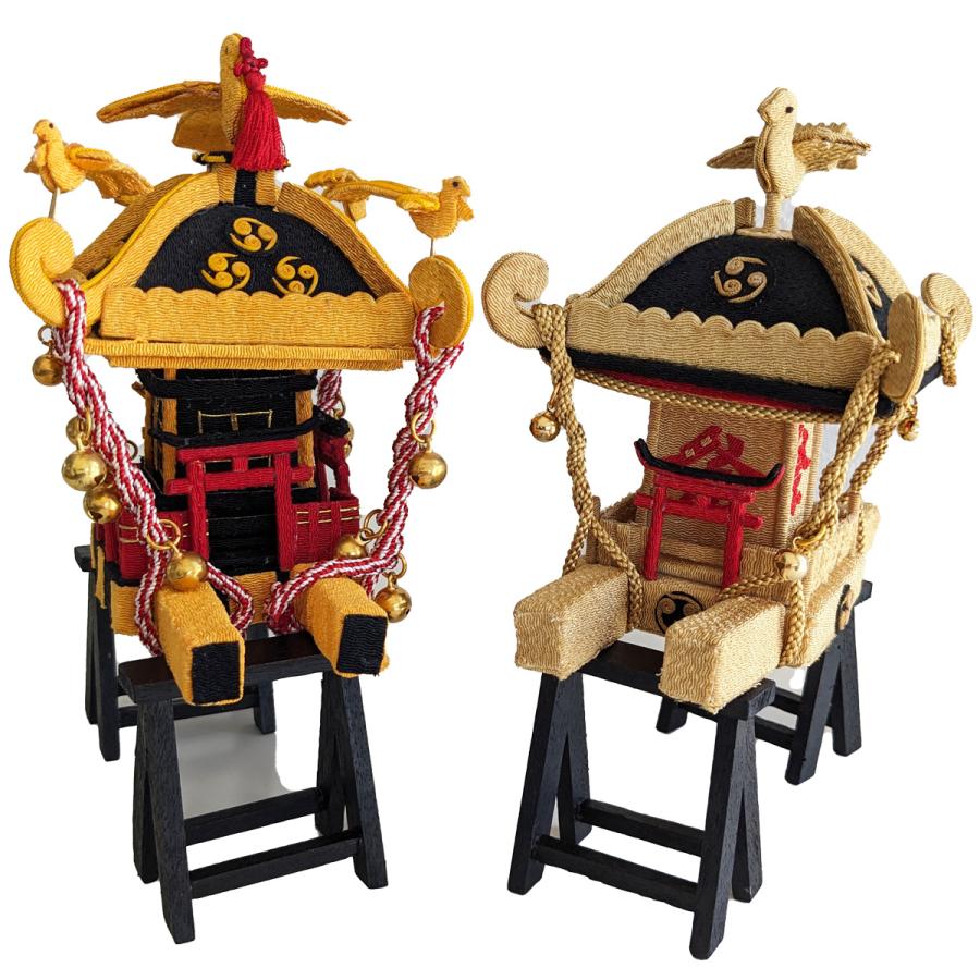 ちりめん細工 夏祭り♪お神輿 小 小麦色(木製台座付) 歳時記 : て