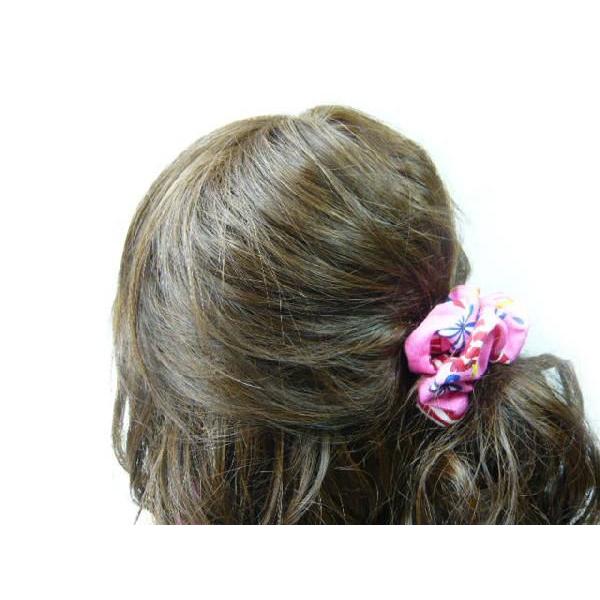 髪飾り シュシュ アメリカンPOPなデニム風小（1個） ヘアゴム : て