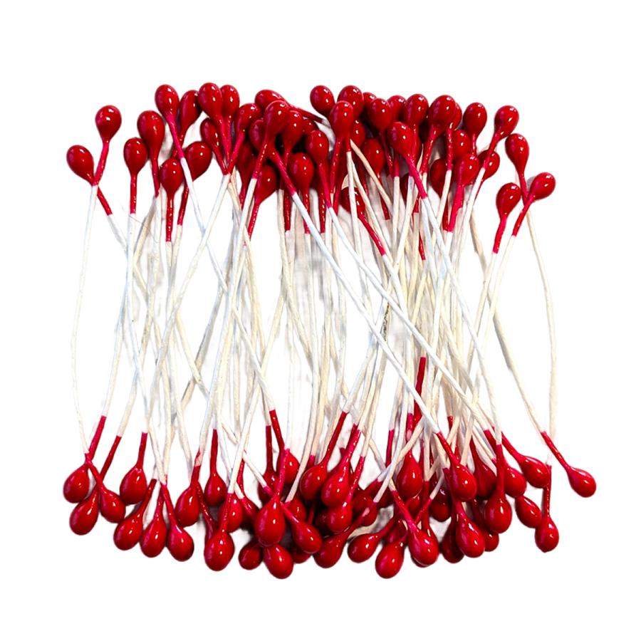 ペップ 花芯 花材 パーツ つまみ細工に 赤つや玉大3号（直径約3mm）（1