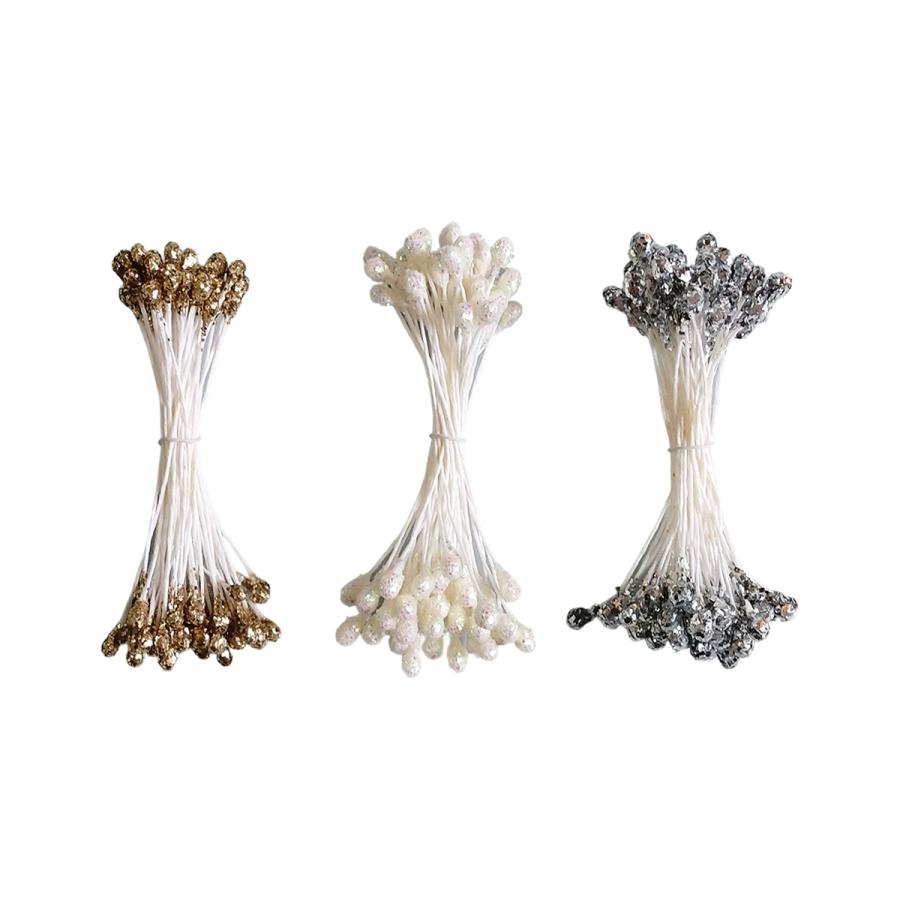 ペップ 花芯 花材 グリッター 大 （直径3mm）（1袋50本入） めしべ