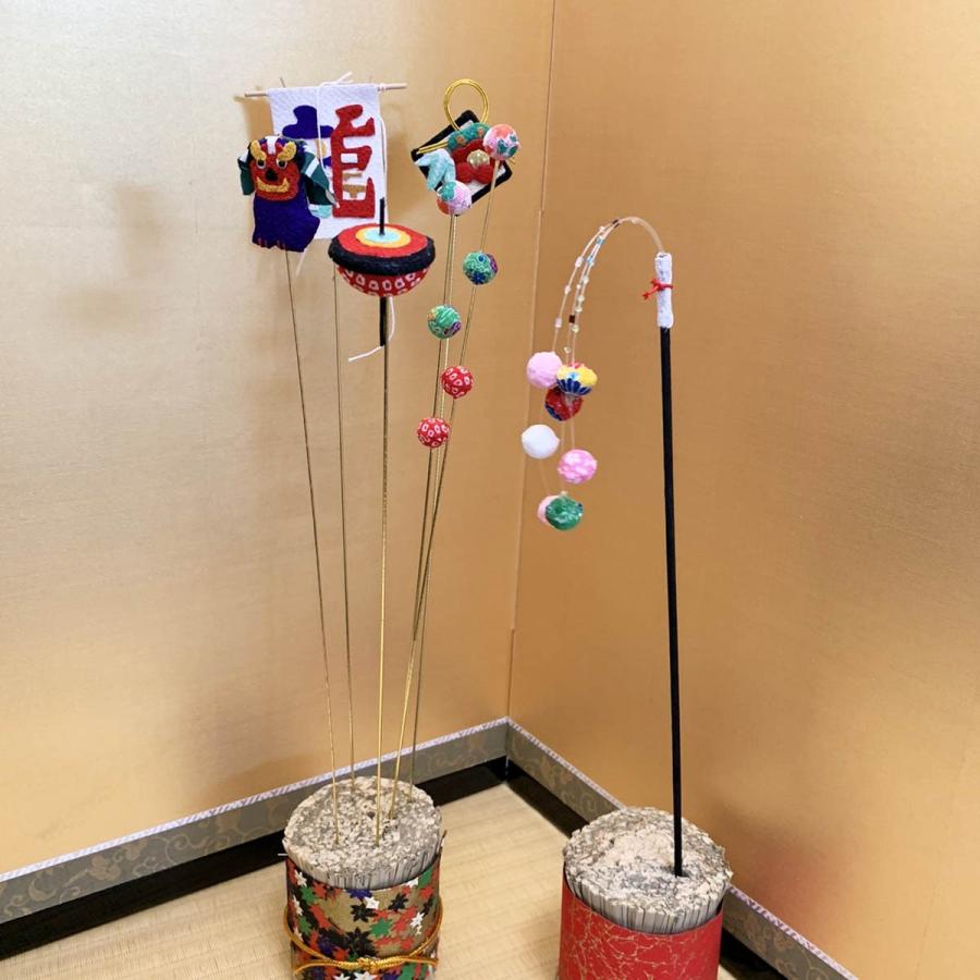 お正月飾り ちりめん細工 紫獅子舞ピック 1本 : てづくり 手芸