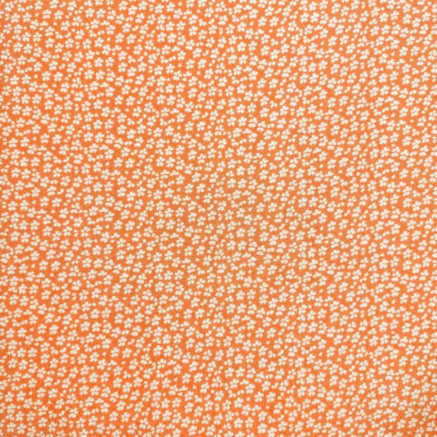 ちりめん 生地 一越 友禅 小桜 オレンジN2-2 10cm 髪飾りやつまみ細工