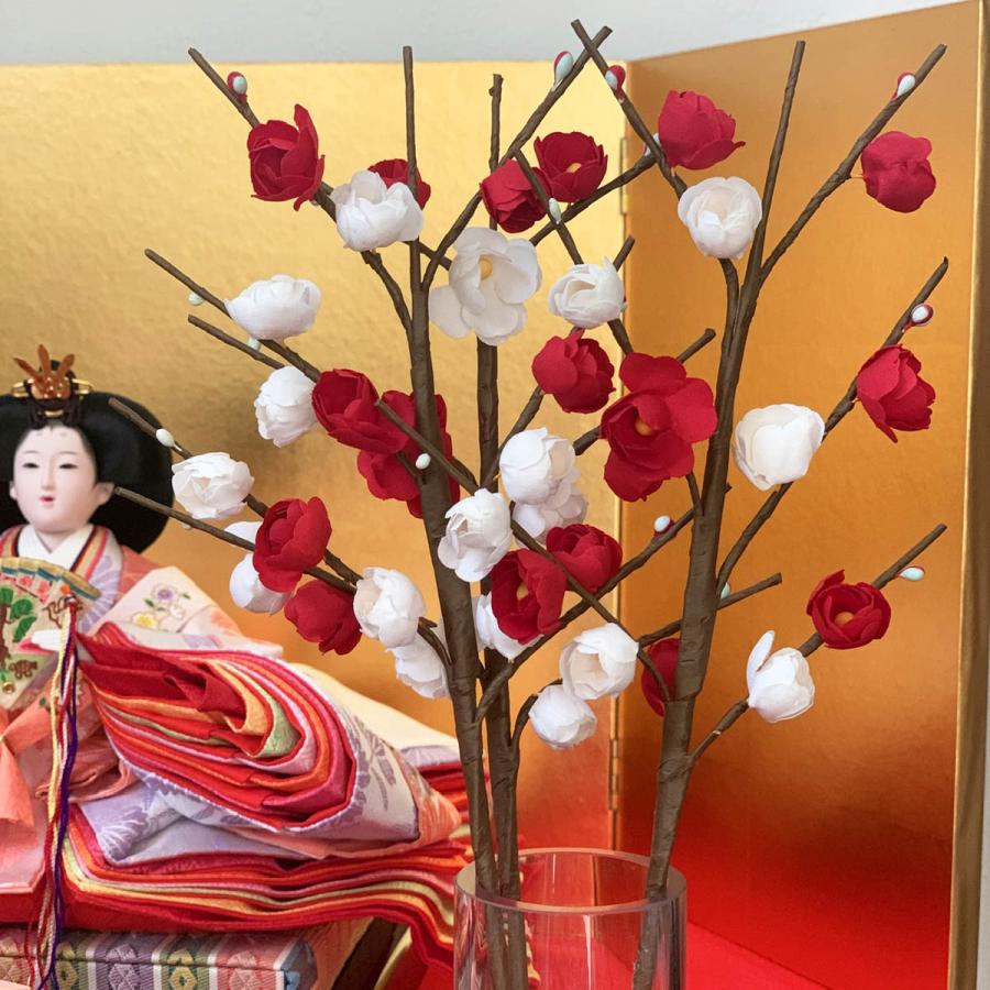 造花 正月飾り 紅白梅の枝12輪（1本） アートフラワー｜familiamia｜06