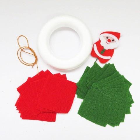 クリスマスちりめんリースキット 手作り 布リース : てづくり 手芸