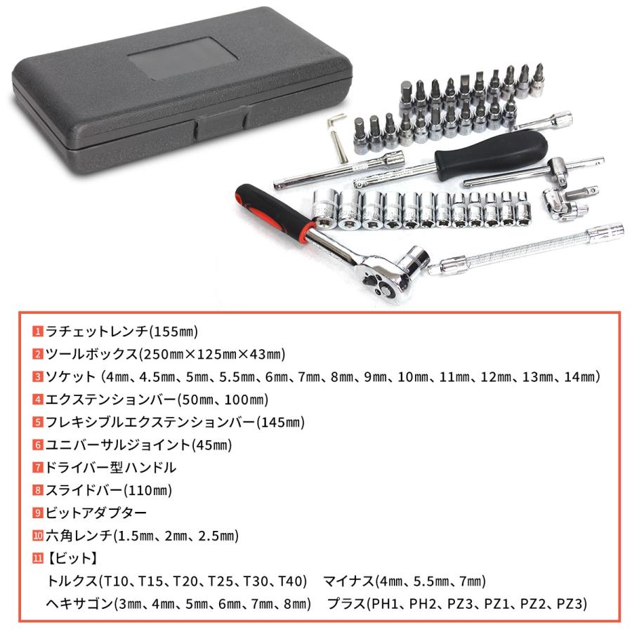 工具セット ソケットレンチ ラチェット 家庭用 レンチ 工具 セット 差込角6.3mm 1/4インチ バイク 自転車 自動車 FC ファミクリ |  | 01
