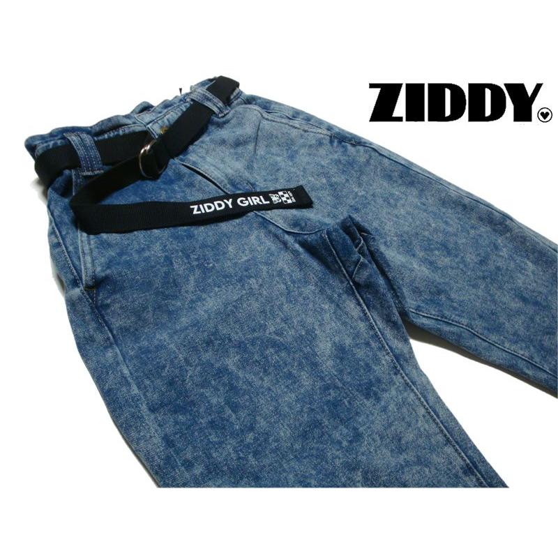 再値下げ ZIDDY SALE「ベルト付き ケミカルデニム テーパード パンツ 