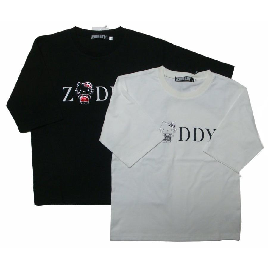 ZIDDYハローキティコラボ Tシャツ ラインストーン ロゴ 130cm 140cm 150cm 160cm メール便送料198円対応｜famille-asahi2｜02