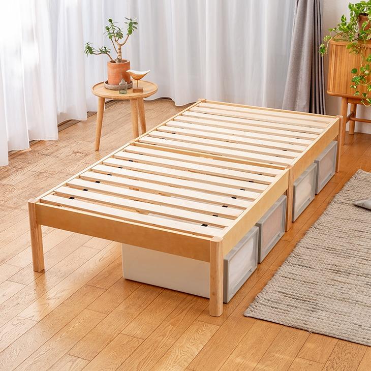 すのこベッド シングル 木製 組立簡単 3分 工具不要 天然木 ベッド