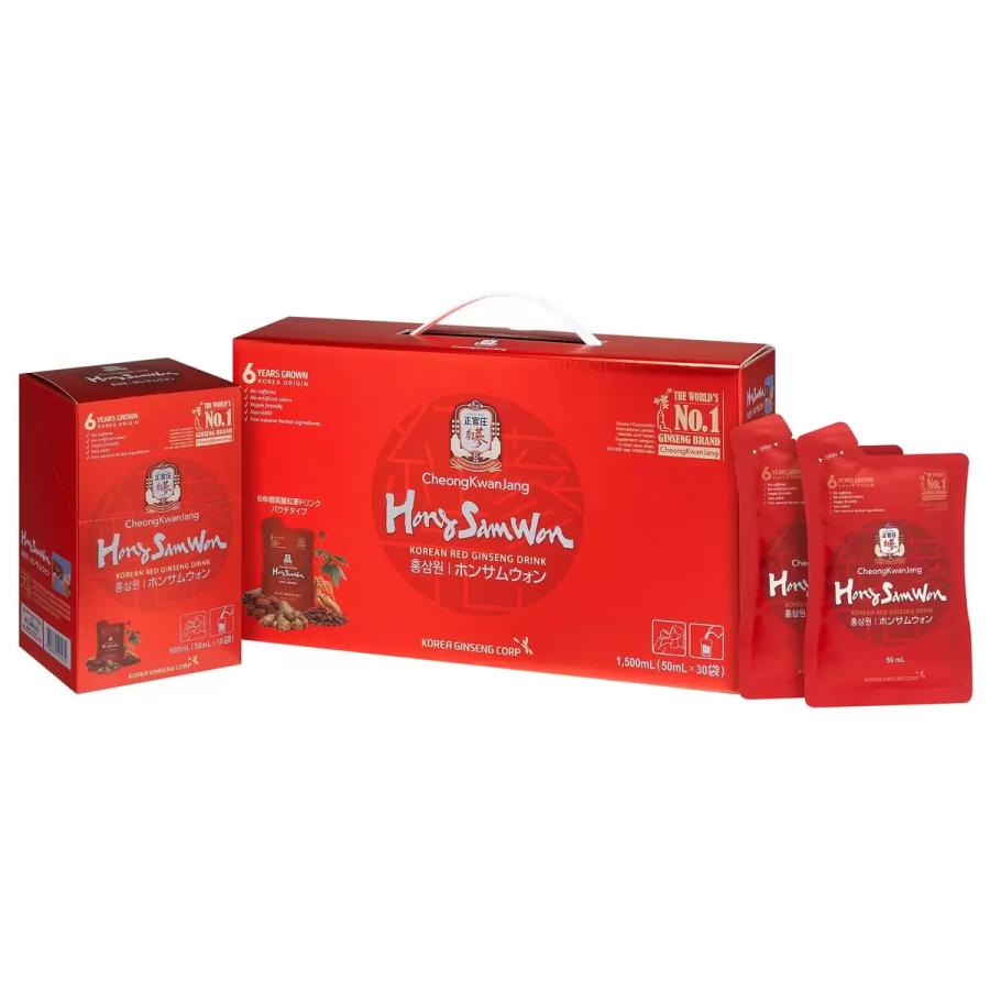 ☆新品【正官庄】 紅蔘元(ホンサムウォン)パウチ (50ml x 60袋) エコ3コ便) ホンサムウォン パウチ 50ml×30袋 ｜ 正官庄ネット