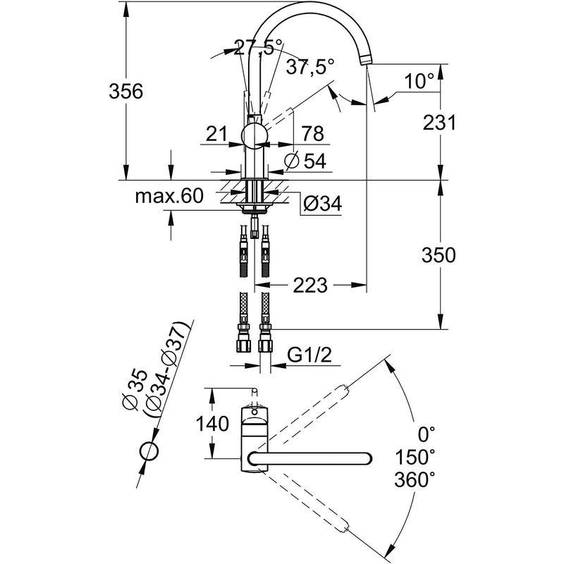 JP350700(3028500J)グローエ(GROHE)　MINTA　ミンタ　シングルレバーキッチン混合栓　コールドスタート(グローエ正規