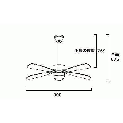 即日発送 長期保証 吹き抜け 傾斜天井 ダイコー ホワイト シーリングファン DJE-054の画像