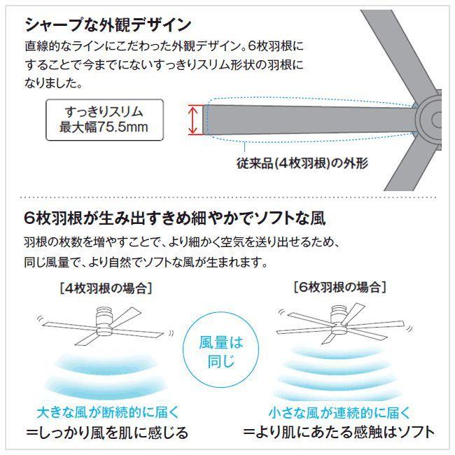 即日発送 長期保証 高演色LED [R15] LED 6灯 明るい10畳 調光・光色切替 DCモーター 大風量 吹き抜け 傾斜天井 オーデリック シーリングファン ライト OLB-103｜fan-taro｜05