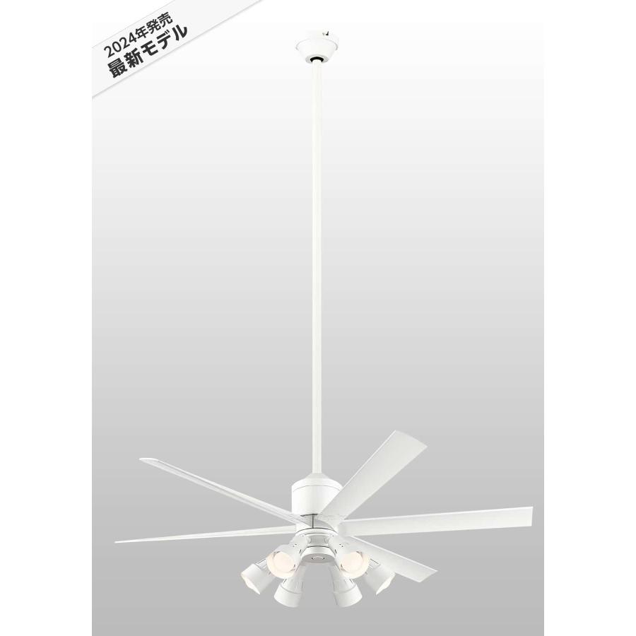 長期保証 高演色LED [R15] LED 6灯 明るさ8畳 調光・光色切替 DCモーター 大風量 吹き抜け 傾斜天井 オーデリック ホワイト シーリングファン ライト OLB-258_1