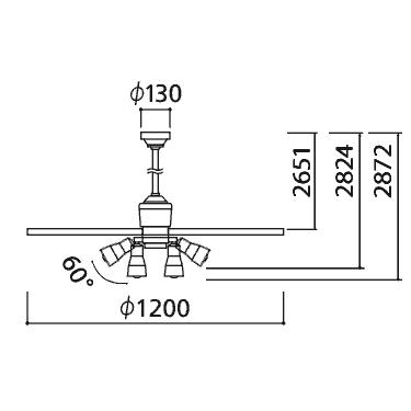 長期保証 高演色LED [R15] LED 6灯 明るさ8畳 調光・光色切替 DCモーター 大風量 吹き抜け 傾斜天井 オーデリック ホワイト シーリングファン ライト OLB-258_7