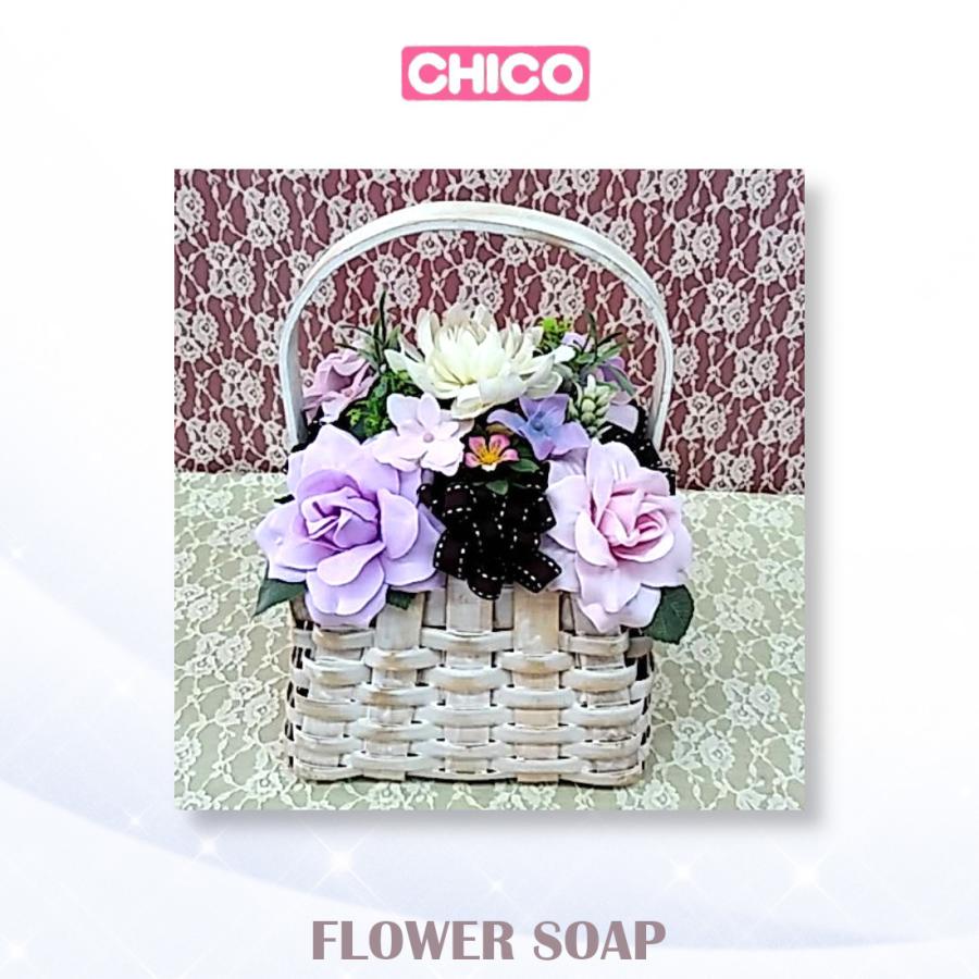 手作り　フラワーソープ 色味:パープル ３６０度鑑賞可能 石けんのお花 造花 アレンジメント 贈り物 お祝い item no.chico5-0125