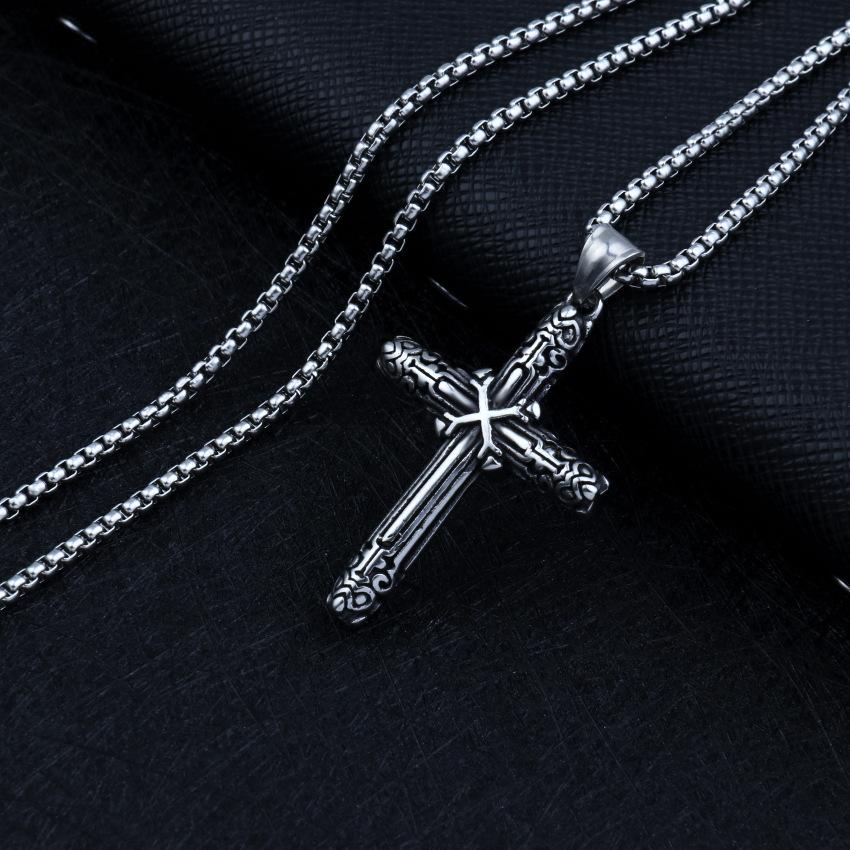 5周年記念イベントがネックレス 十字架 クロス X 模様 彫刻 十字 かっこいい 装飾 マーク ユニセックス メンズ レディース シルバー デザイン  メンズアクセサリー