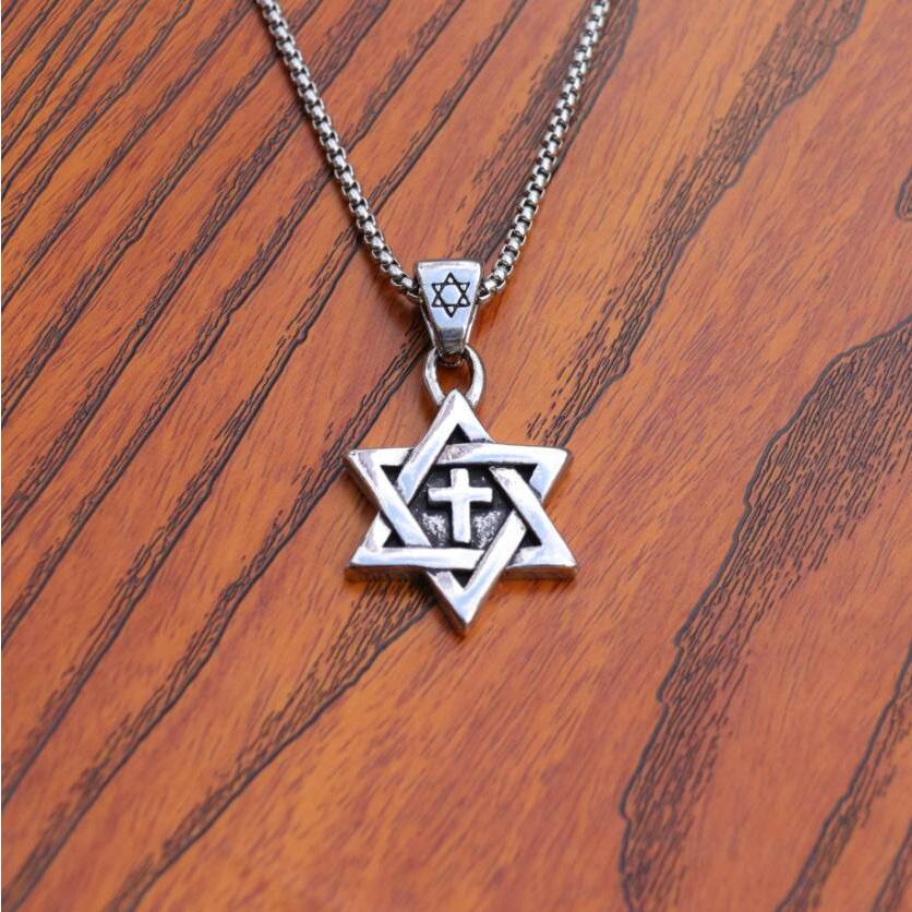 ネックレス 六芒星 6芒星 十字 お守り 魔除け メンズ レディース