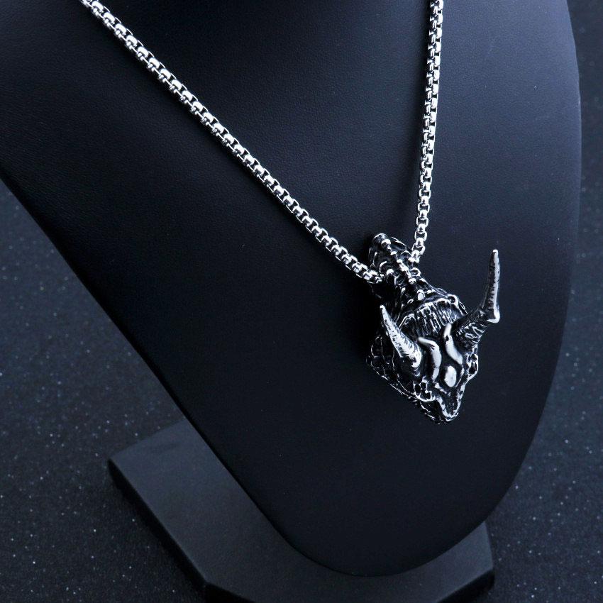 ネックレス ALCHEMY GOTHIC: Crystal Horn Skull ネックレス 羊 スカル ヘッド ボーン 骨 髑髏 ツノ メンズ レディース