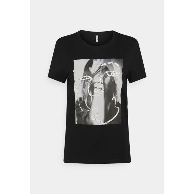 レディース Tシャツ ONLKITA LIFE FACE DOT BOX - Print T-shirt - black｜fancyshop｜05