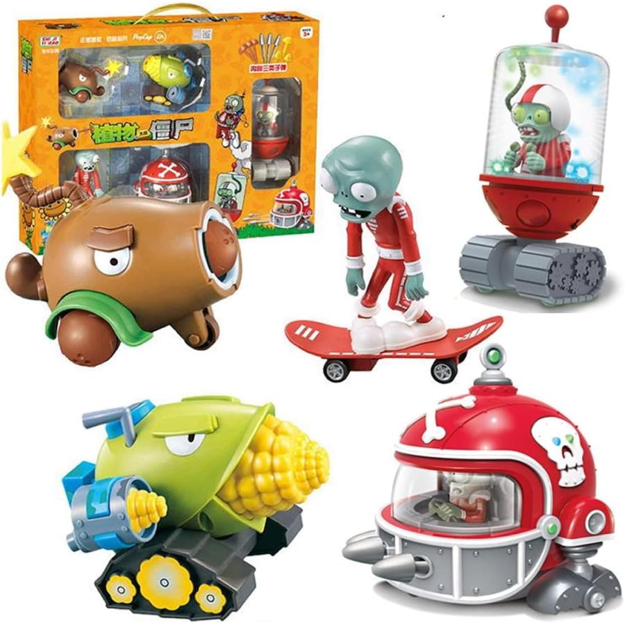 Set Figure Giocattolo Plants Vs. Zombies: Dr. Zomboss, Peashooter E Crazy Dave - Regalo Bambini
