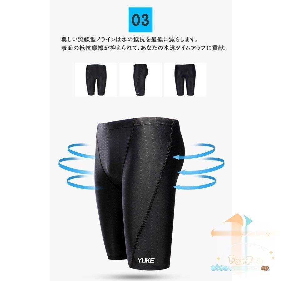 競泳水着 メンズ フィットネス水着 競泳用水着 ひざ丈 水泳パンツ フィットネス ジム 練習用 水泳用 トレーニング水着 ジム用 スイムウェア 男性用 黒｜fanfun-store｜05